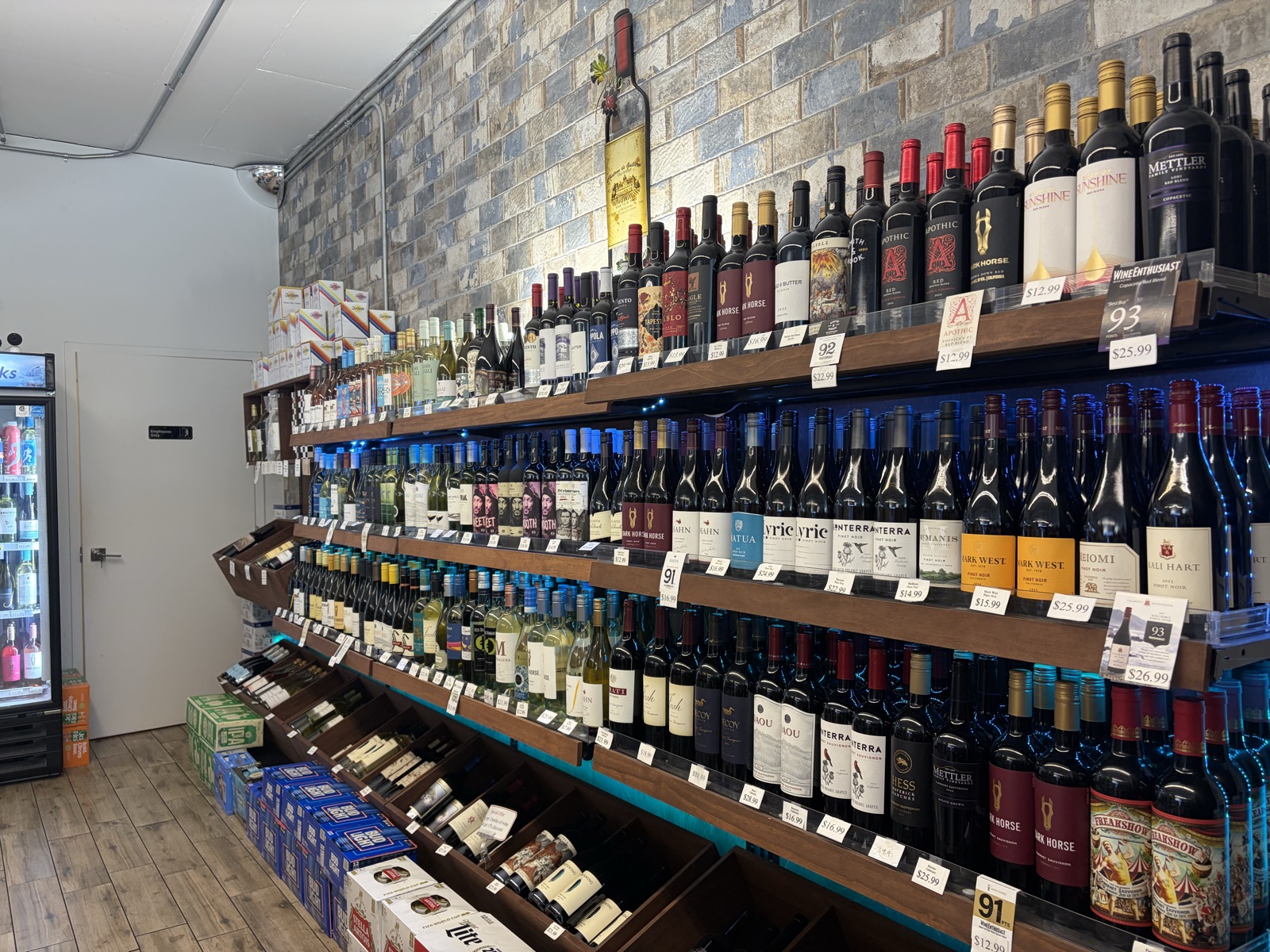 Wine shelves at The Island Shoppe