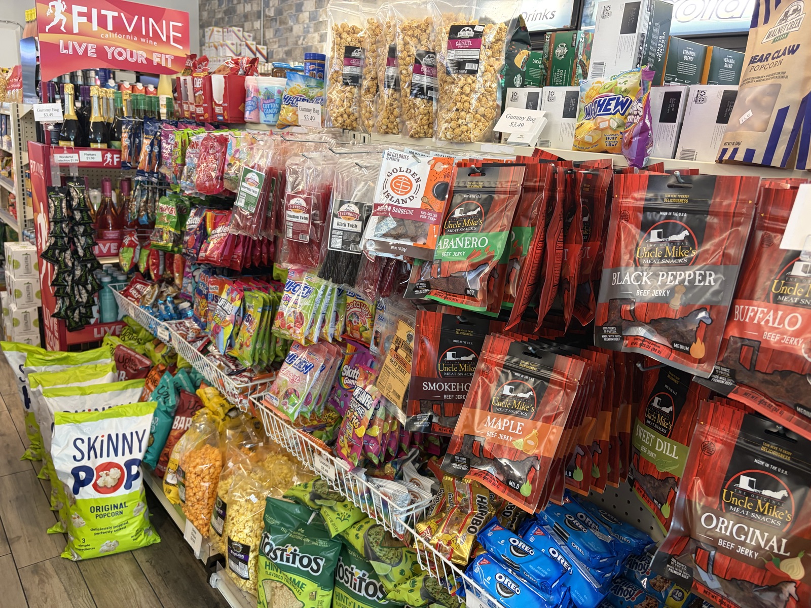 Candy and snack display inside The Island Shoppe