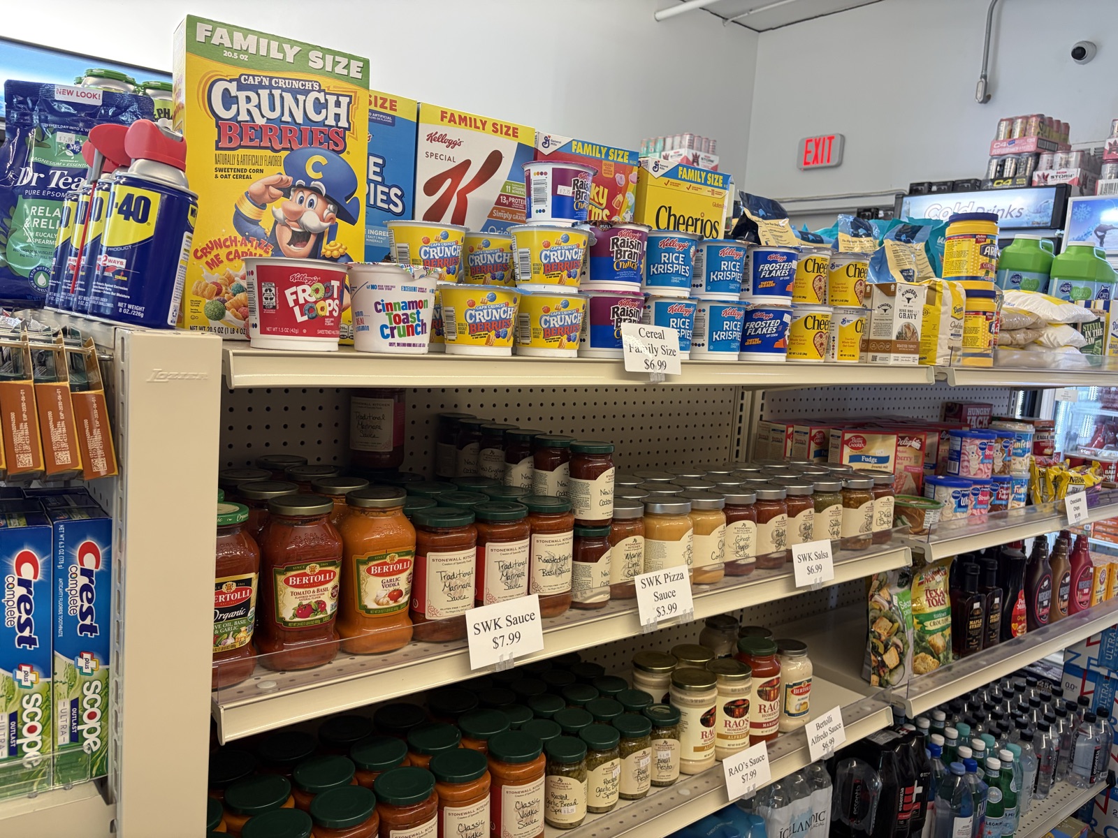 Breakfast and pantry shelves inside The Island Shoppe