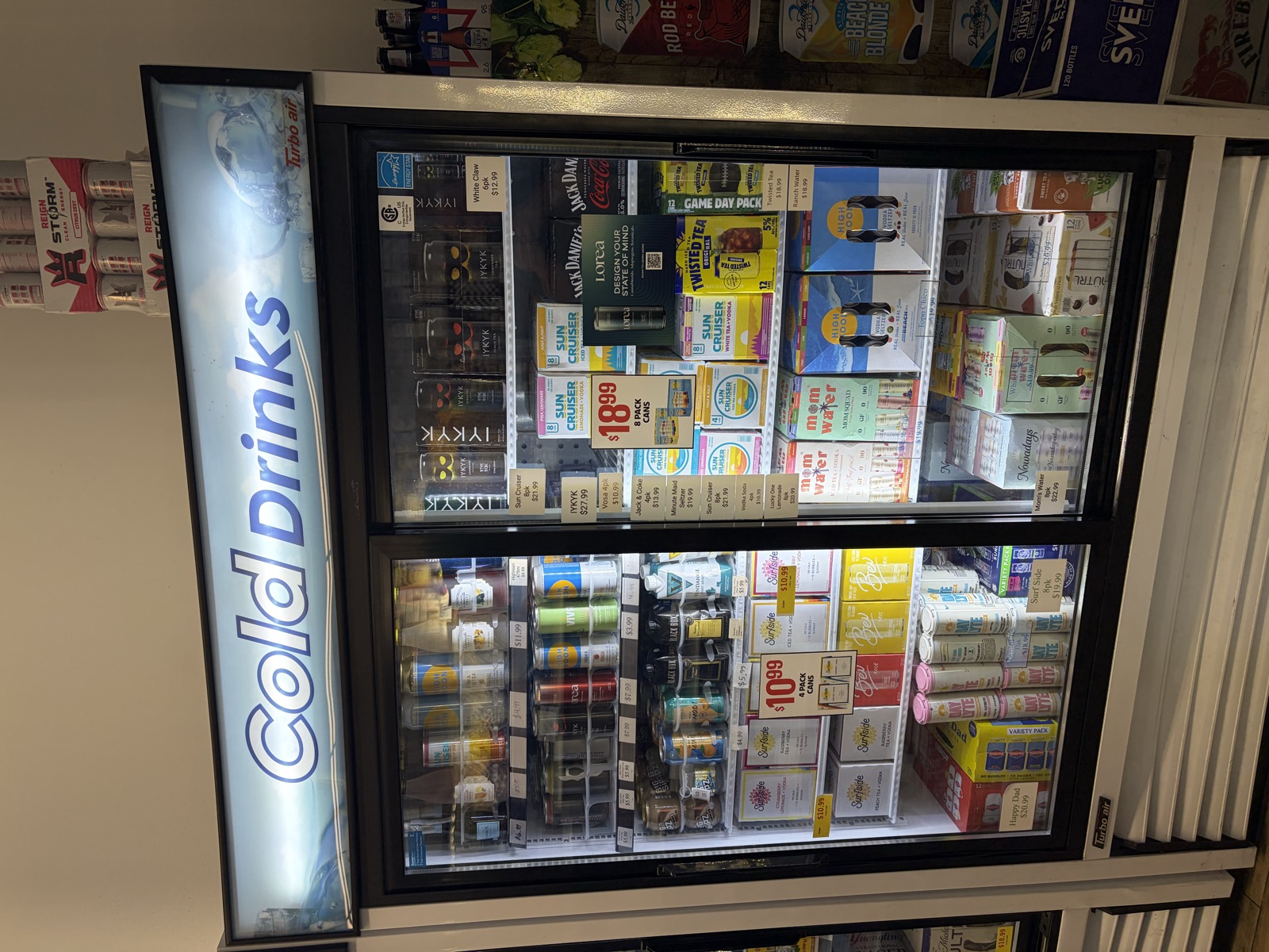 General drinks cooler inside The Island Shoppe