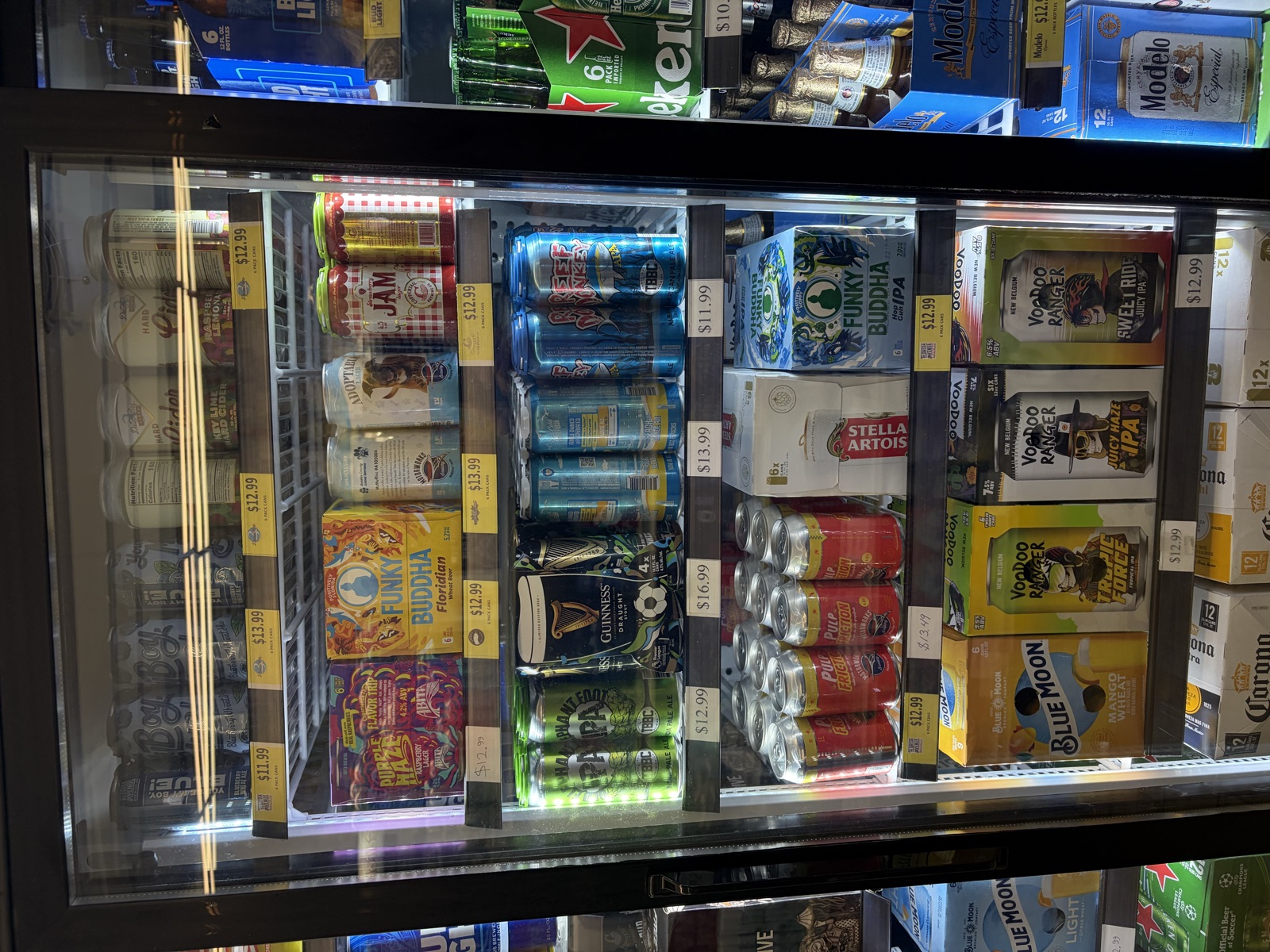 Cooler stocked with energy drinks and beverages