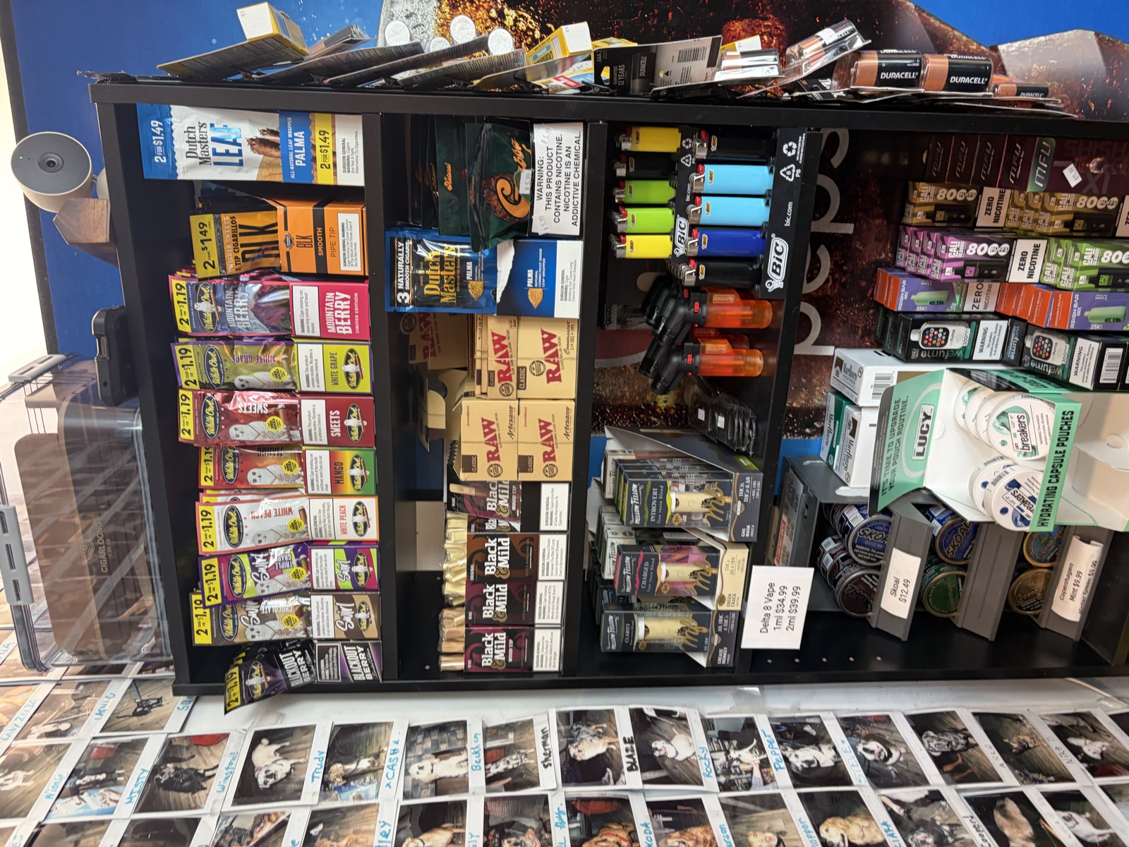 Tobacco and nicotine product display for eligible adult customers