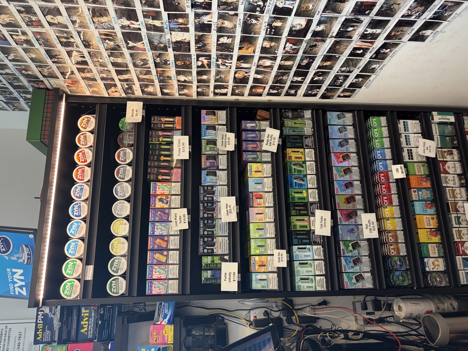 Tobacco and nicotine product shelves for eligible adult customers