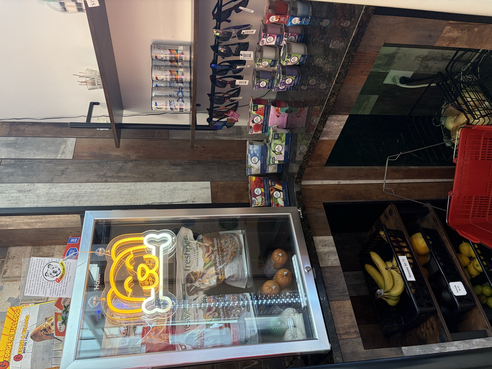 Cooler and counter area inside The Island Shoppe
